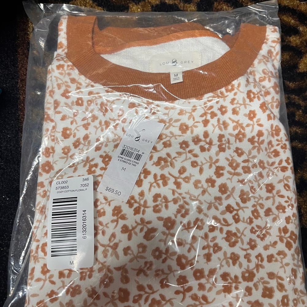 Lou & Grey Orange Floral Knit Top